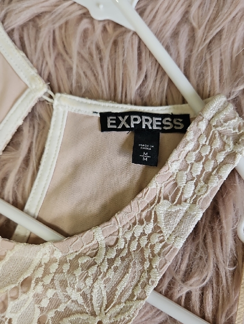 Express Cream Lace Racerback Dress - Picture 2 of 6